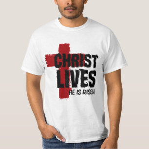 CHRIST LIVES Hij wordt Christelijk-kruispaasen T-shirt