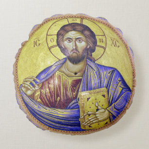 Christ Pantocrator ICXC NIKA Rond Kussen