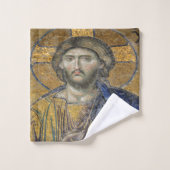 Christ Pantocrator Mosiac Iconique Religieux Romai (Gant de toilette)