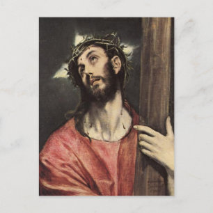 Christ porte la croix par la carte postale d'El Gr