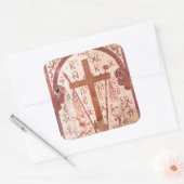 Christain Cross Artwork Vierkante Sticker (Envelop)