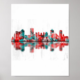 ChristChurch Nieuw-Zeeland Skyline Poster