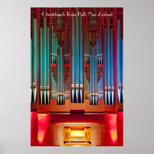 Christchurch Town Hall-orgelposter - verticaal Poster