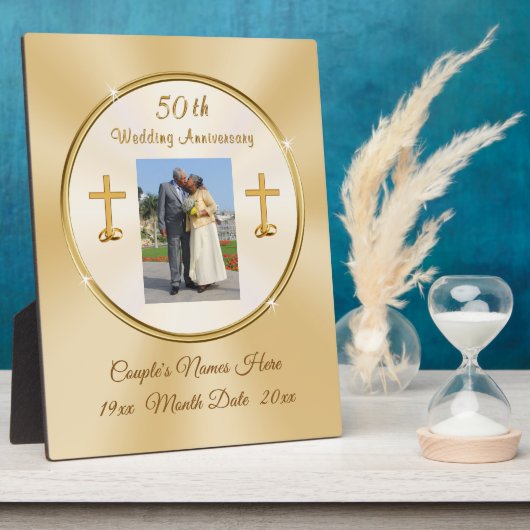 Christelijk 50e Jubileum Plaque Personalized Fotoplaat (Zijkant)