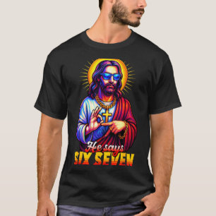 Christelijk 67 Meme Gen Alpha 6 7 Jezus Zegt Zes Z T-shirt