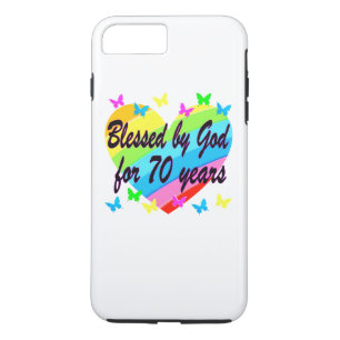 CHRISTELIJK 70E VERJAARDAG HART ONTWERP iPhone 8 PLUS / 7 PLUS HOESJE