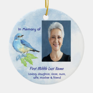 Christelijk aandenken blauwe vogeltuin vogel keramisch ornament