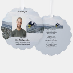 Christelijk aandenken snowboarden winter ornament kaart