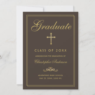 Christelijk Afstuderen Brown Cross-script Aankondiging