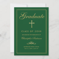 Christelijk Afstuderen Green Gold Cross-script