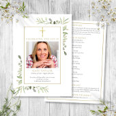 Christelijk Begrafenisprogramma met Bloemen en Geb Kaart