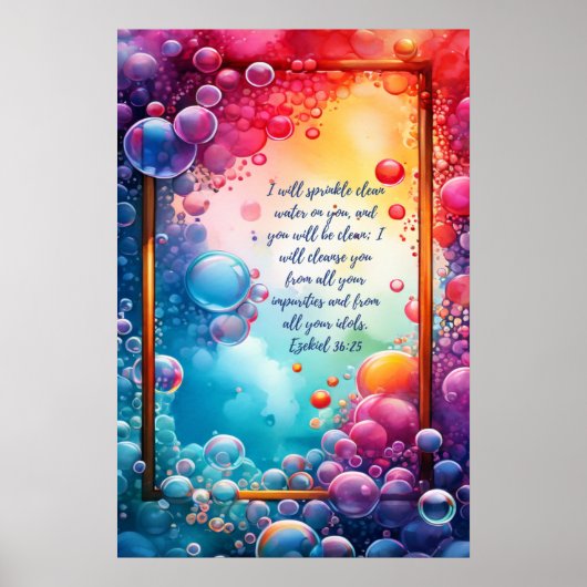 Christelijk Bijbelvers Ezechiël 36:25 Poster (Voorkant)