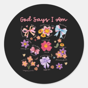 Christelijk Bijbelvers God Zegt Ik Ben Vrouwen Bij Ronde Sticker