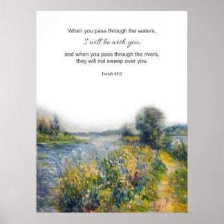 Christelijk Bijbelvers Jesaja 43:2 River Poster