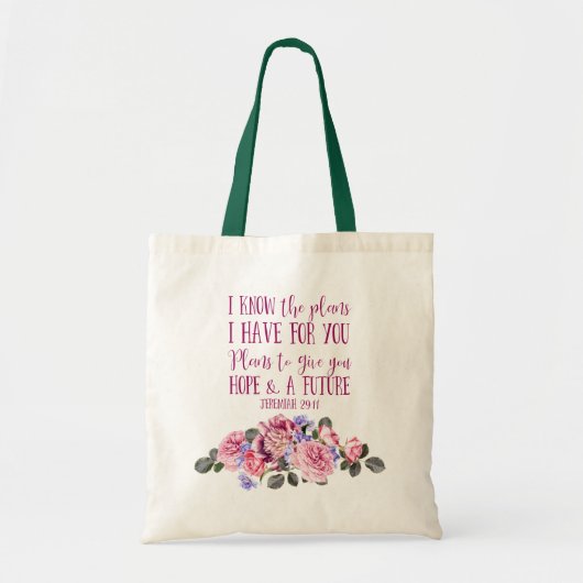 Christelijk Bijbelvers Pastel Waterverf Bloemen Tote Bag (Voorkant)