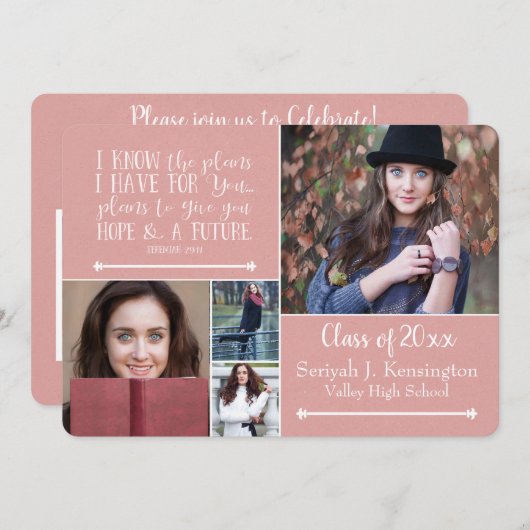 Christelijk Bijbelverse Afstuderen Foto collage Kaart (Voorkant / Achterkant)