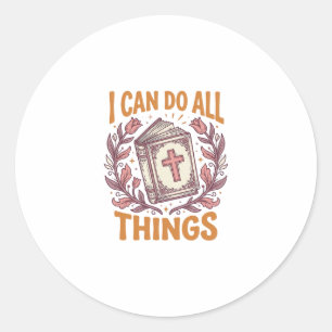 Christelijk Bloemig Geloof Citaat Vintage T-shirt  Ronde Sticker
