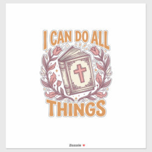 Christelijk Bloemig Geloof Citaat Vintage T-shirt  Sticker