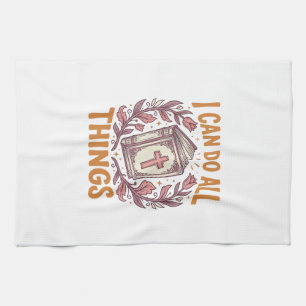Christelijk Bloemig Geloof Citaat Vintage T-shirt  Theedoek