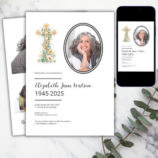 Christelijk Bloemkruis Funeral Foto Kaart