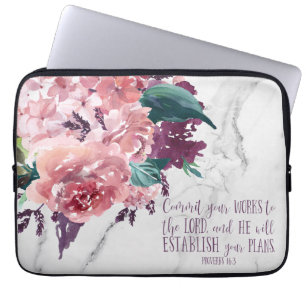  Christelijk Bloemmarmeren Bijbelvers Laptop Sleeve