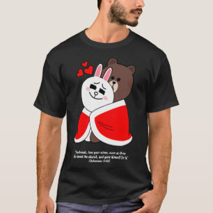 Christelijk bruin Beer Cony Bunny Rabbit Husband W T-shirt
