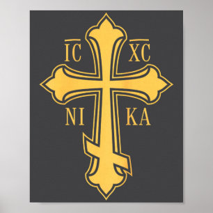 Christelijk Byzantijns Kruis Ic Xc Nika - Jezus Ch Poster