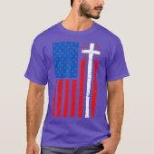 Christelijk christendom Jezus, Amerikaans vlagkrui T-shirt (Voorkant)