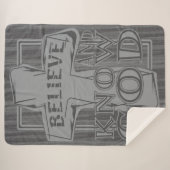 Christelijk Christuskruis in Steengrijs T-shirt Sherpa Deken (Voorkant (horizontaal))