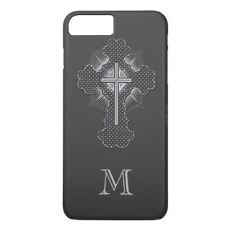 Christelijk chroomkruis grijs monogram iPhone 8 plus / 7 plus hoesje