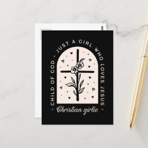 Christelijk citaat: een meisje dat van het kruis h briefkaart