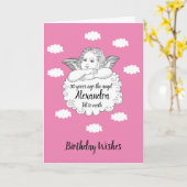 Christelijk Cloud Angel Happy 30th Birthday Pink Kaart (Gele Bloem)