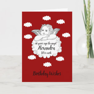 Christelijk Cloud Angel Happy 80th Birthday Red Kaart