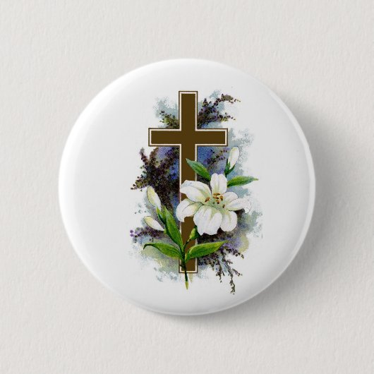 Christelijk Cross 2 Pin Ronde Button 5,7 Cm (Voorkant)