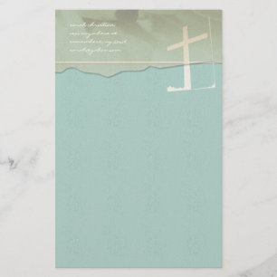 Christelijk Cross Stationery Roos op Aqua Blue Briefpapier