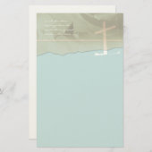 Christelijk Cross Stationery Roos op Aqua Blue Briefpapier (Voorkant / Achterkant)
