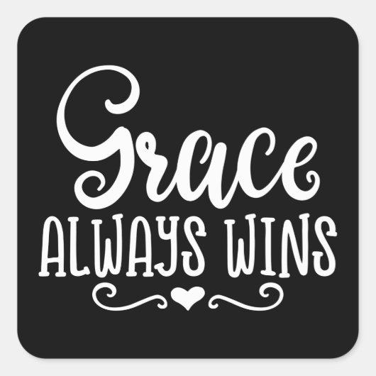 Christelijk design Grace altijd wint Vierkante Sticker (Voorkant)