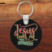Christelijk design Jezus houdt van me. Sleutelhanger (Voorkant)