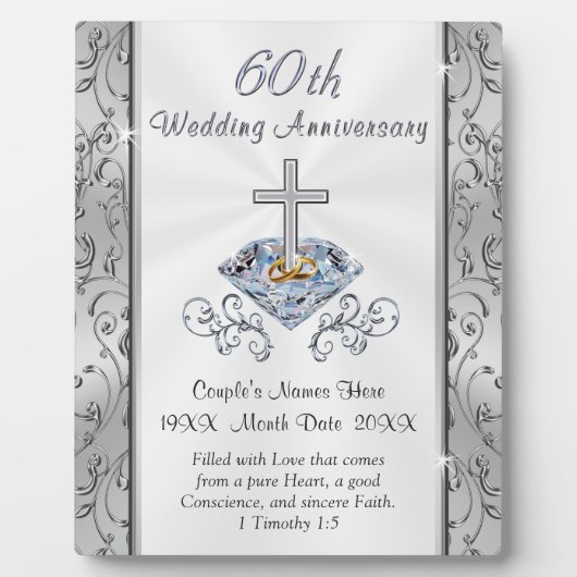 Christelijk Diamond Jubileum Gifts Personalized Fotoplaat (Voorkant)