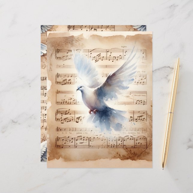 Christelijk Duif  Scrapbook Papier (Voorkant / Achterkant in situ)