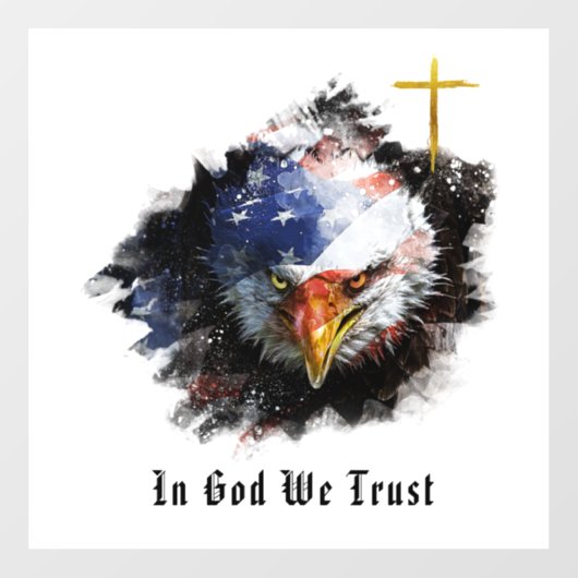 *~* Christelijk Eagle Cross Patriot USA Flag AP16 Raamsticker (Vel)