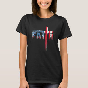 Christelijk Faith & Cross American Flag USA 4e van T-shirt