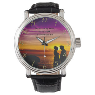 Christelijk Faith kruis met 2 Corinthians 5:7 Horloge