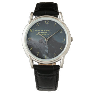 Christelijk Faith kruis met 2 Corinthians 5:7 Horloge