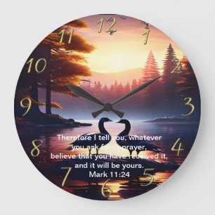 Christelijk Faith kruis met Mark 11:24 Grote Klok