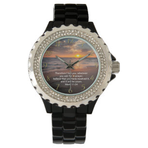 Christelijk Faith kruis met Mark 11:24 Horloge