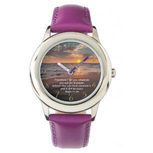Christelijk Faith kruis met Mark 11:24 Horloge