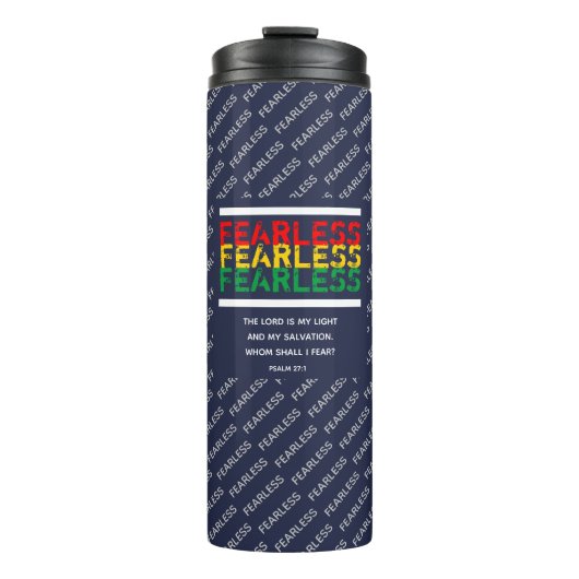 Christelijk FEARLESS Scripture Psalm 27 Blue Thermosbeker (Voorkant)