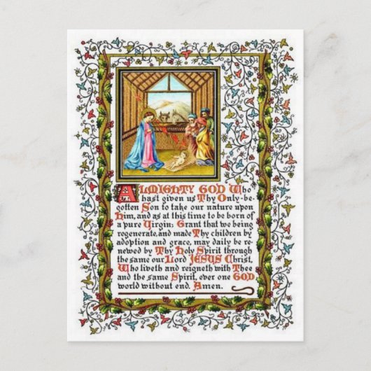 Christelijk gebed met nativiteit briefkaart (Voorkant)