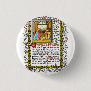 Christelijk gebed met nativiteit ronde button 3,2 cm